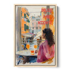 Dolce Far Niente Painting with a Spritz - Oak Framed Canvas Wall Art - Front