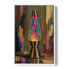 Dorm Wall Decor Lava Lamp in Molten Pink - White Framed Canvas Wall Art - Front
