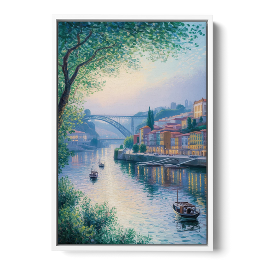 Douro River Serenity - White Framed Canvas Wall Art - Front