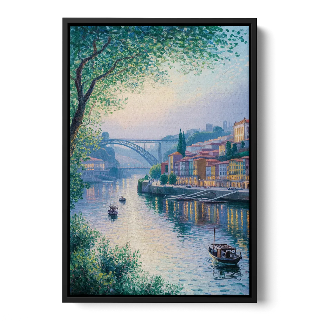 Douro River Serenity Front - Black Canvas Wall Art