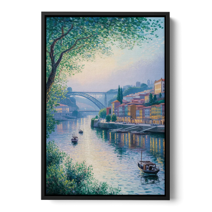 Douro River Serenity Front - Black Canvas Wall Art