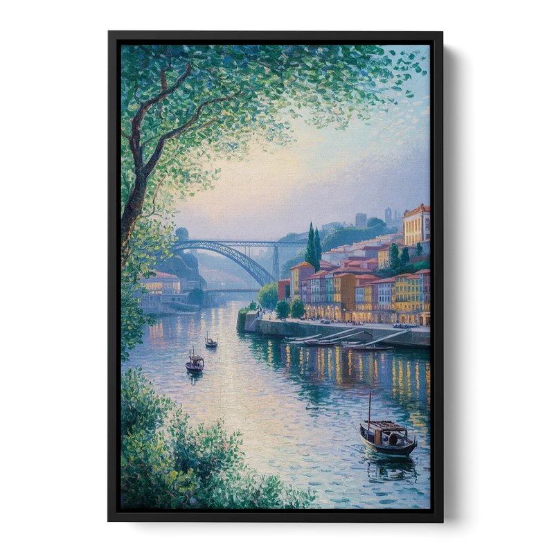 Douro River Serenity Front - Black Canvas Wall Art