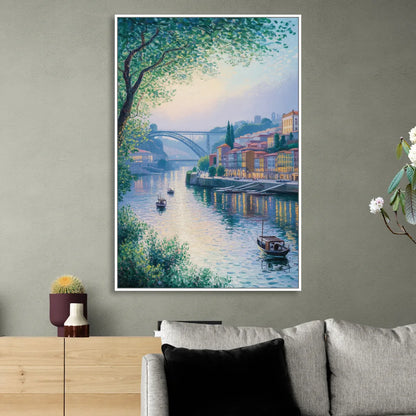Douro River Serenity Sitting Room - White Canvas Wall Art