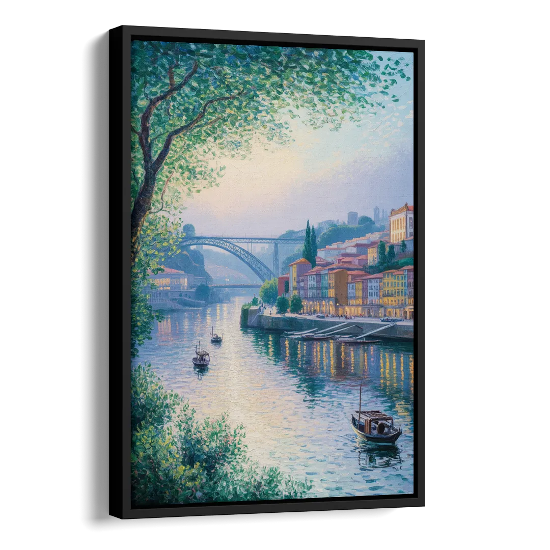 Douro River Serenity Side - Black Canvas Wall Art