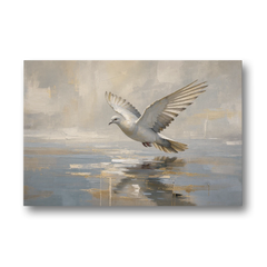 Dove Wall Art with Wings Over Still Water - Canvas Wall Art - Front