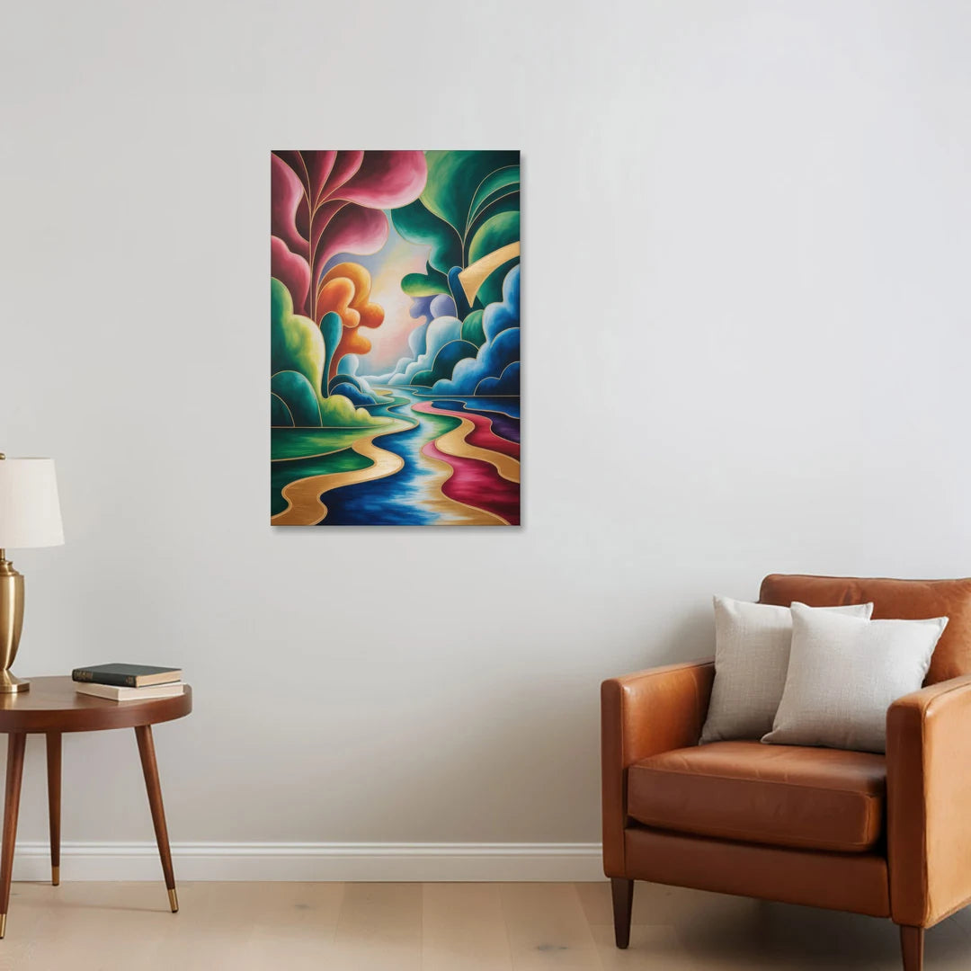 Dreamlike JewelToned Colorful Abstract - Canvas Wall Art - Sofa - 24x36