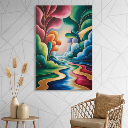 Dreamlike JewelToned Colorful Abstract Living Room - Canvas Wall Art