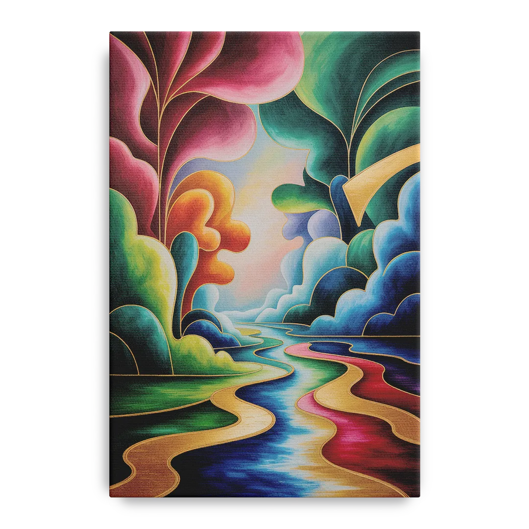 Dreamlike JewelToned Colorful Abstract Front - Canvas Wall Art