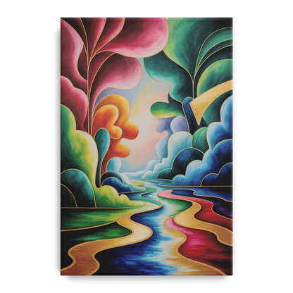 Dreamlike JewelToned Colorful Abstract Front - Canvas Wall Art