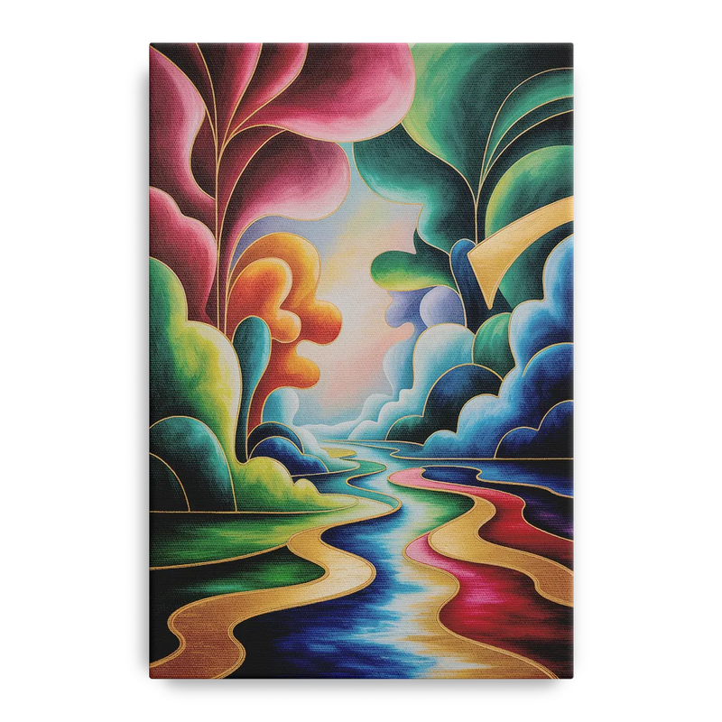 Dreamlike JewelToned Colorful Abstract Front - Canvas Wall Art