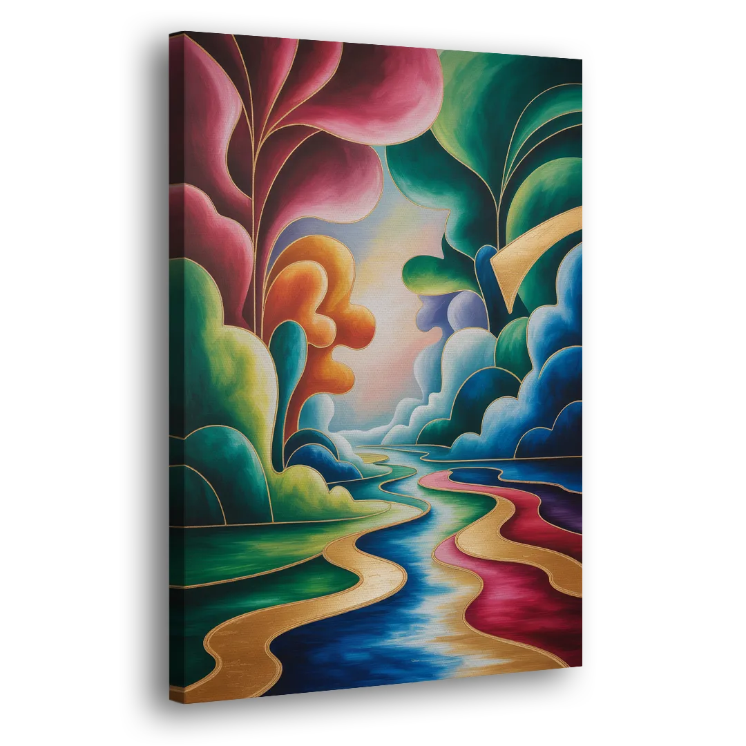 Dreamlike JewelToned Colorful Abstract Side - Canvas Wall Art