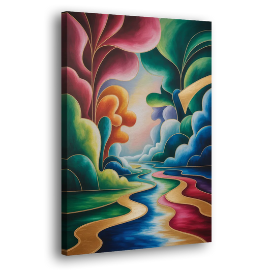 Dreamlike JewelToned Colorful Abstract Side - Canvas Wall Art