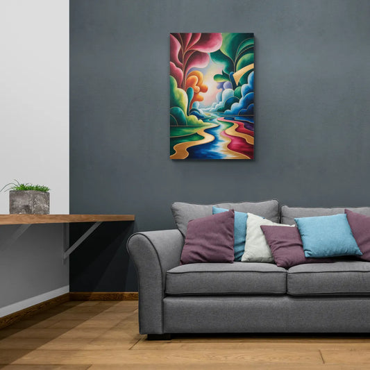 Dreamlike JewelToned Colorful Abstract - Canvas Wall Art Living Room