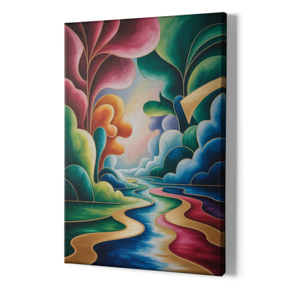 Dreamlike JewelToned Colorful Abstract - Canvas Print Art Sides