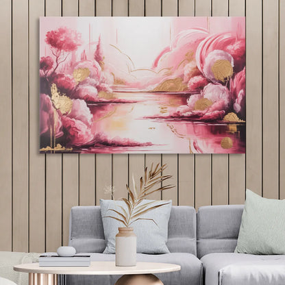 Dreamy Ethereal Pink Abstract Sitting Room - Canvas Wall Art
