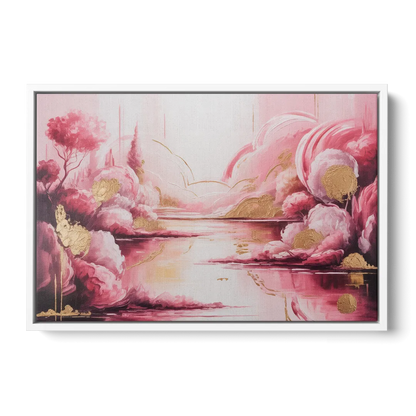 Dreamy Ethereal Pink Abstract Front - White Canvas Wall Art