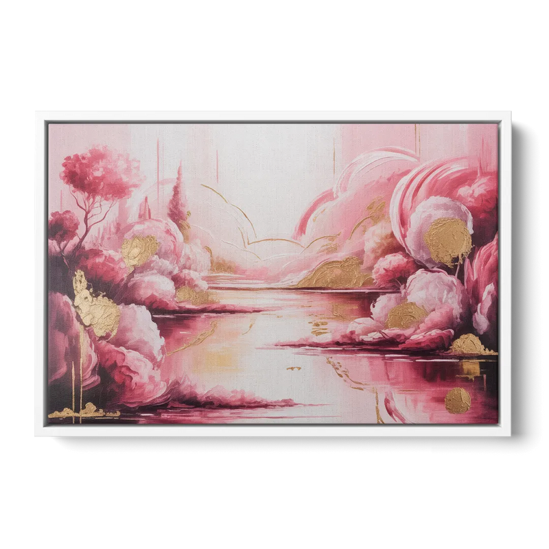 Dreamy Ethereal Pink Abstract Front - White Canvas Wall Art