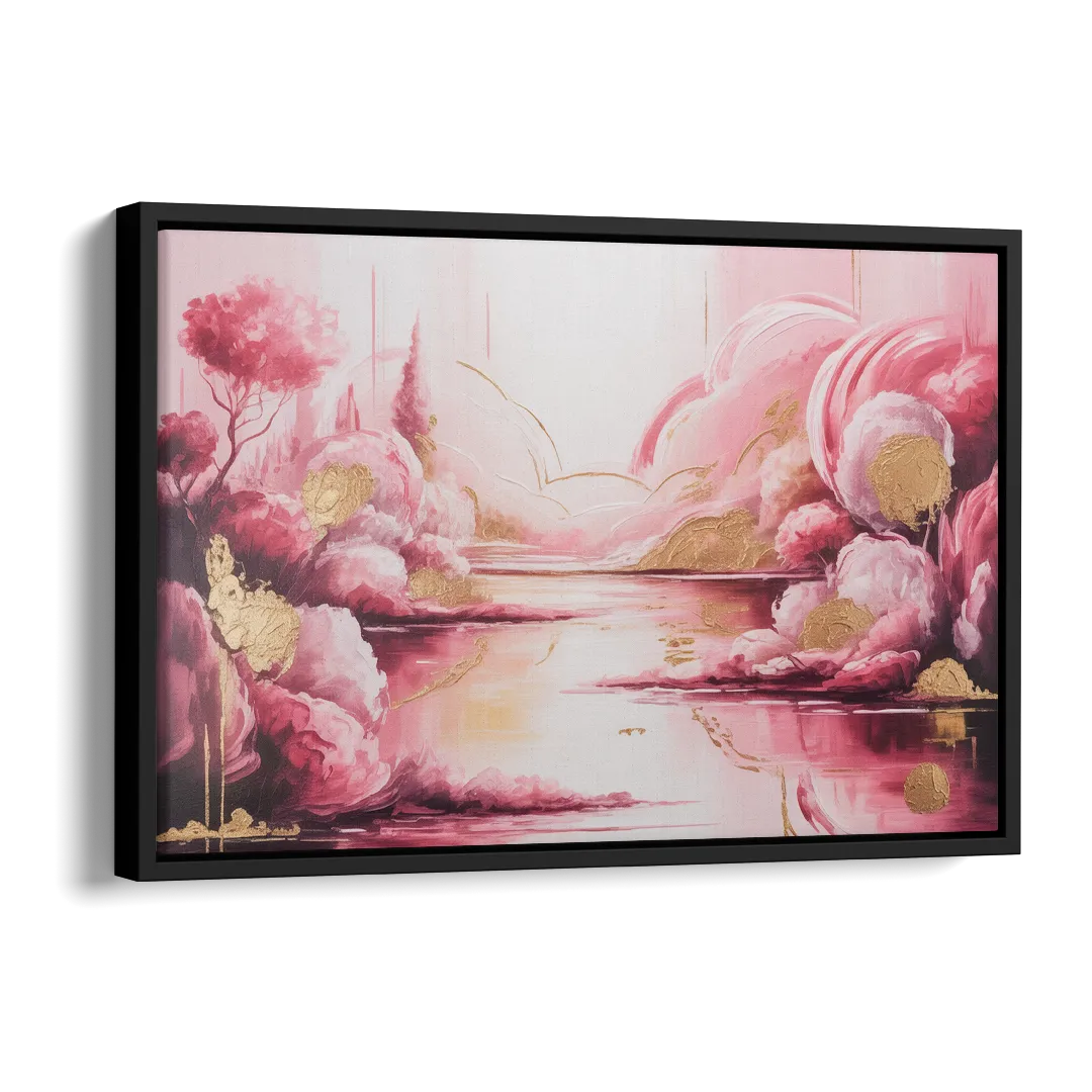 Dreamy Ethereal Pink Abstract Side - Black Canvas Wall Art