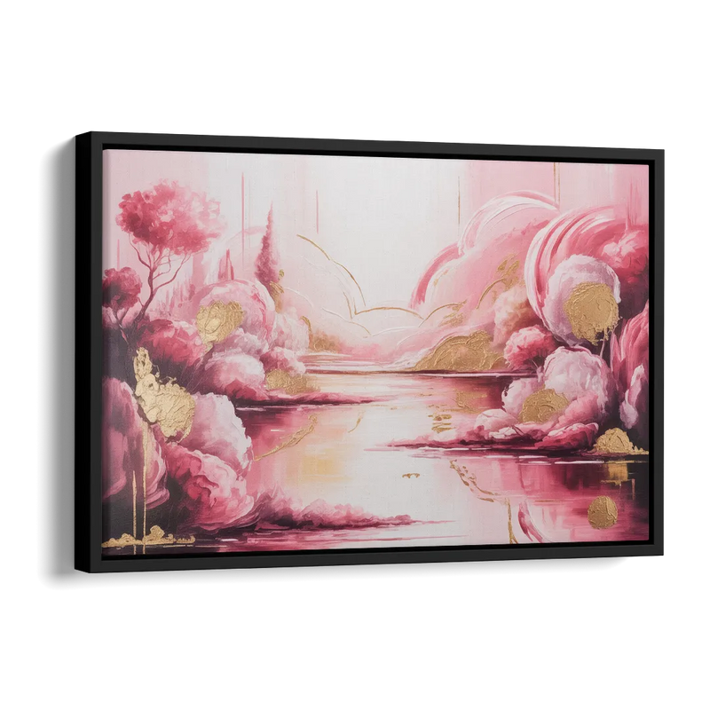 Dreamy Ethereal Pink Abstract Side - Black Canvas Wall Art