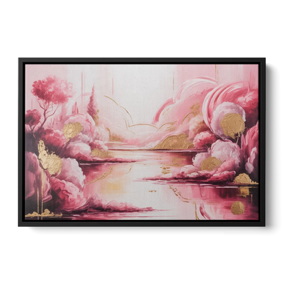 Dreamy Ethereal Pink Abstract Front - Black Canvas Wall Art