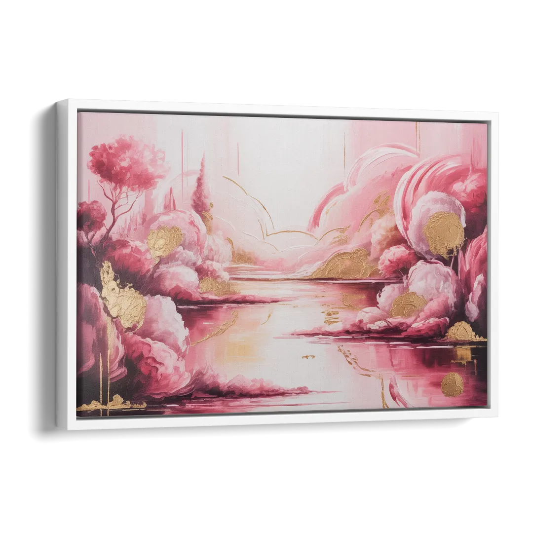 Dreamy Ethereal Pink Abstract Side - White Canvas Wall Art