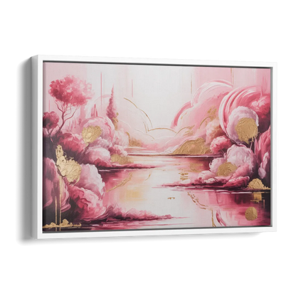 Dreamy Ethereal Pink Abstract Side - White Canvas Wall Art