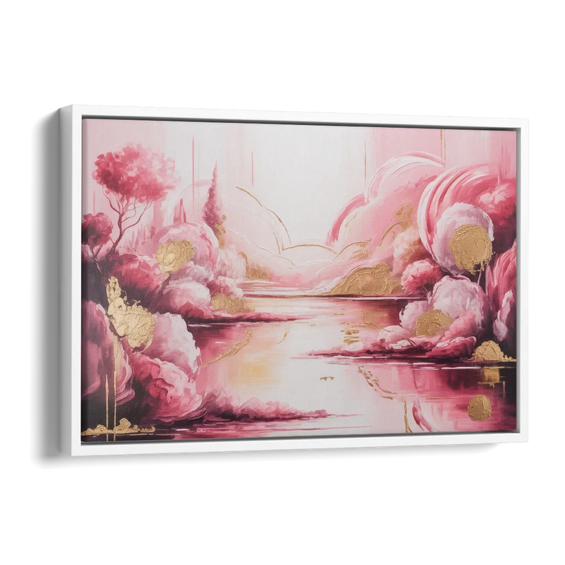Dreamy Ethereal Pink Abstract Side - White Canvas Wall Art