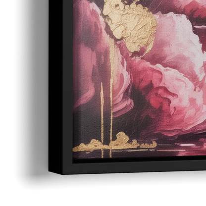 Dreamy Ethereal Pink Abstract - Close-Up Black Frame Canvas