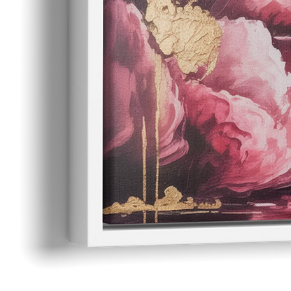 Dreamy Ethereal Pink Abstract - Close-Up White Frame Canvas
