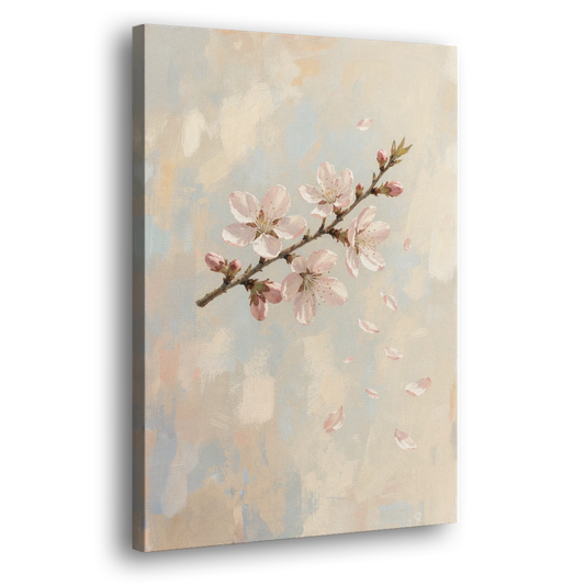 Drifting Petal Cherry Blossom Sprig - Canvas Wall Art - Side