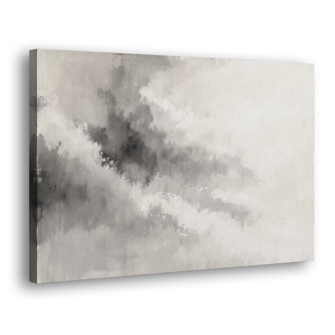 Monochrome Drifting Weather in Soft Gray Wash - Canvas Wall Art - Side