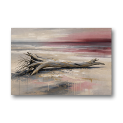 Driftwood Wall Art Under a Rose Dusk Sky - Canvas Wall Art - Front