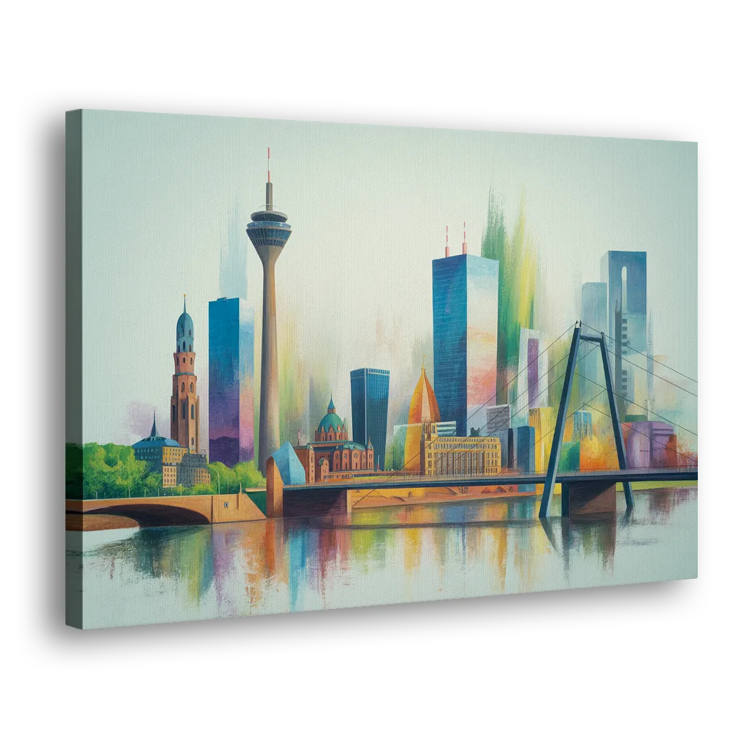 Dusseldorf Skyline Side - Canvas Wall Art