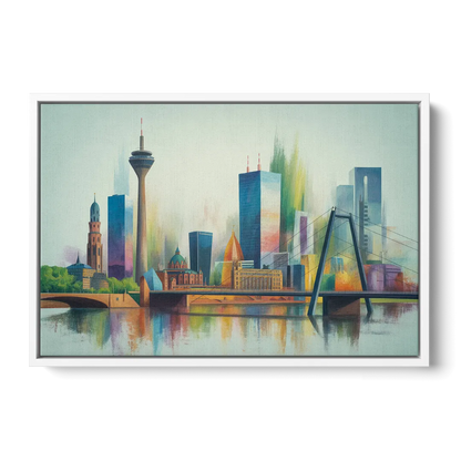 Dusseldorf Skyline Front - White Canvas Wall Art
