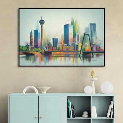 Dusseldorf Skyline Sitting Room - Black Canvas Wall Art