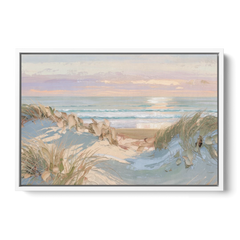 Dune Grass Path to a Pastel Sea for the Bedroom - White Framed Canvas Wall Art - Front