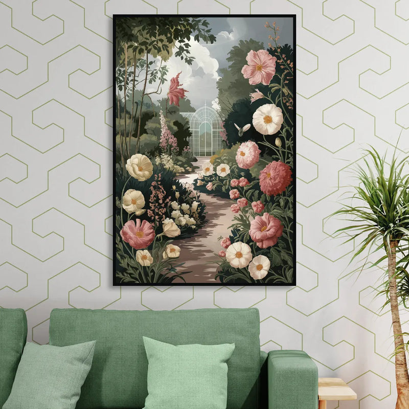 Dunedin Botanical Gardens Sitting Room - Black Canvas Wall Art