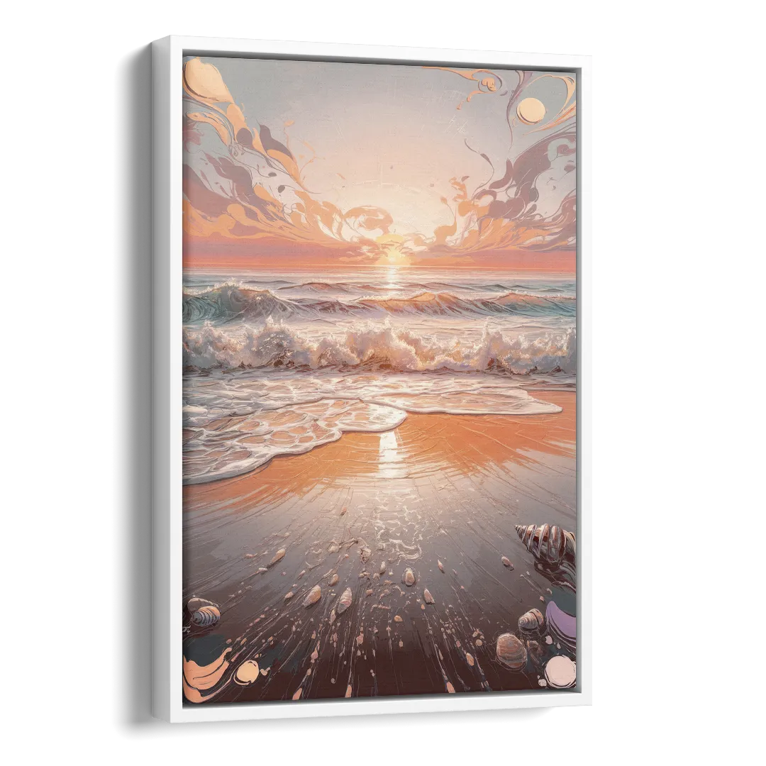 Dunedin Coastal Sunrise Side - White Canvas Wall Art