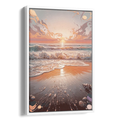 Dunedin Coastal Sunrise Side - White Canvas Wall Art