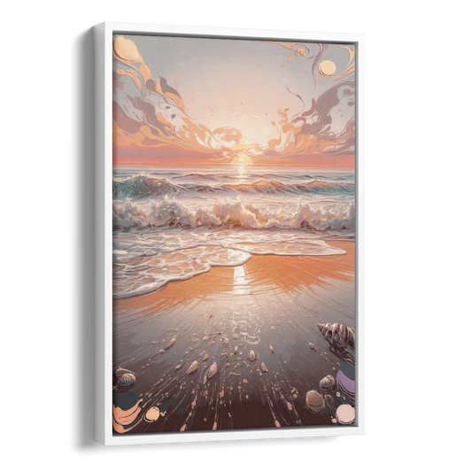 Dunedin Coastal Sunrise Side - White Canvas Wall Art