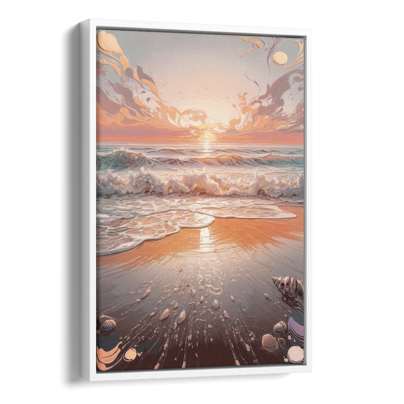 Dunedin Coastal Sunrise Side - White Canvas Wall Art