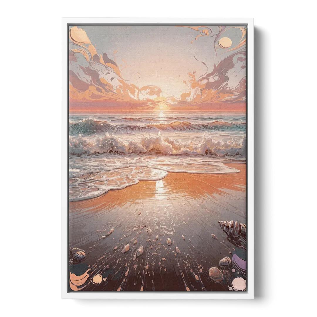 Dunedin Coastal Sunrise Front - White Canvas Wall Art