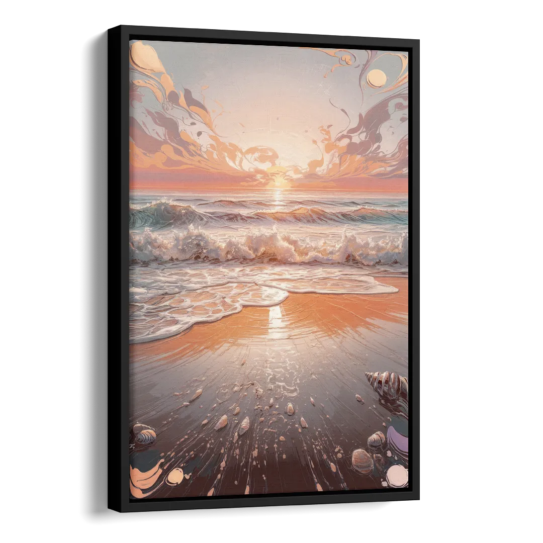 Dunedin Coastal Sunrise Side - Black Canvas Wall Art