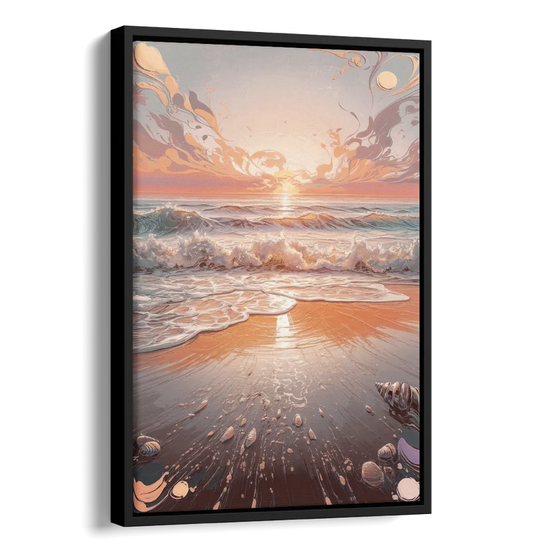 Dunedin Coastal Sunrise Side - Black Canvas Wall Art