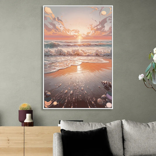 Dunedin Coastal Sunrise Living Room - White Canvas Wall Art