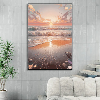 Dunedin Coastal Sunrise Sitting Room - Black Canvas Wall Art