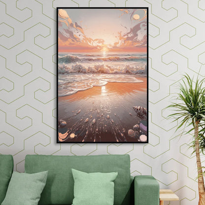 Dunedin Coastal Sunrise Living Room - Black Canvas Wall Art