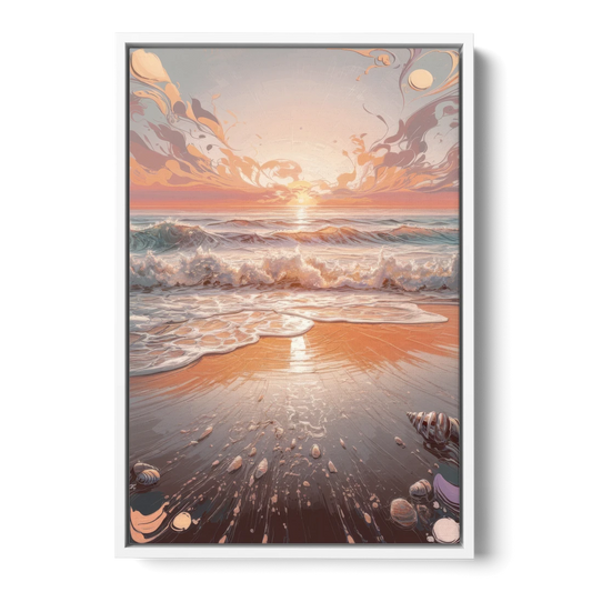 Dunedin Coastal Sunrise - White Framed Canvas Wall Art - Front
