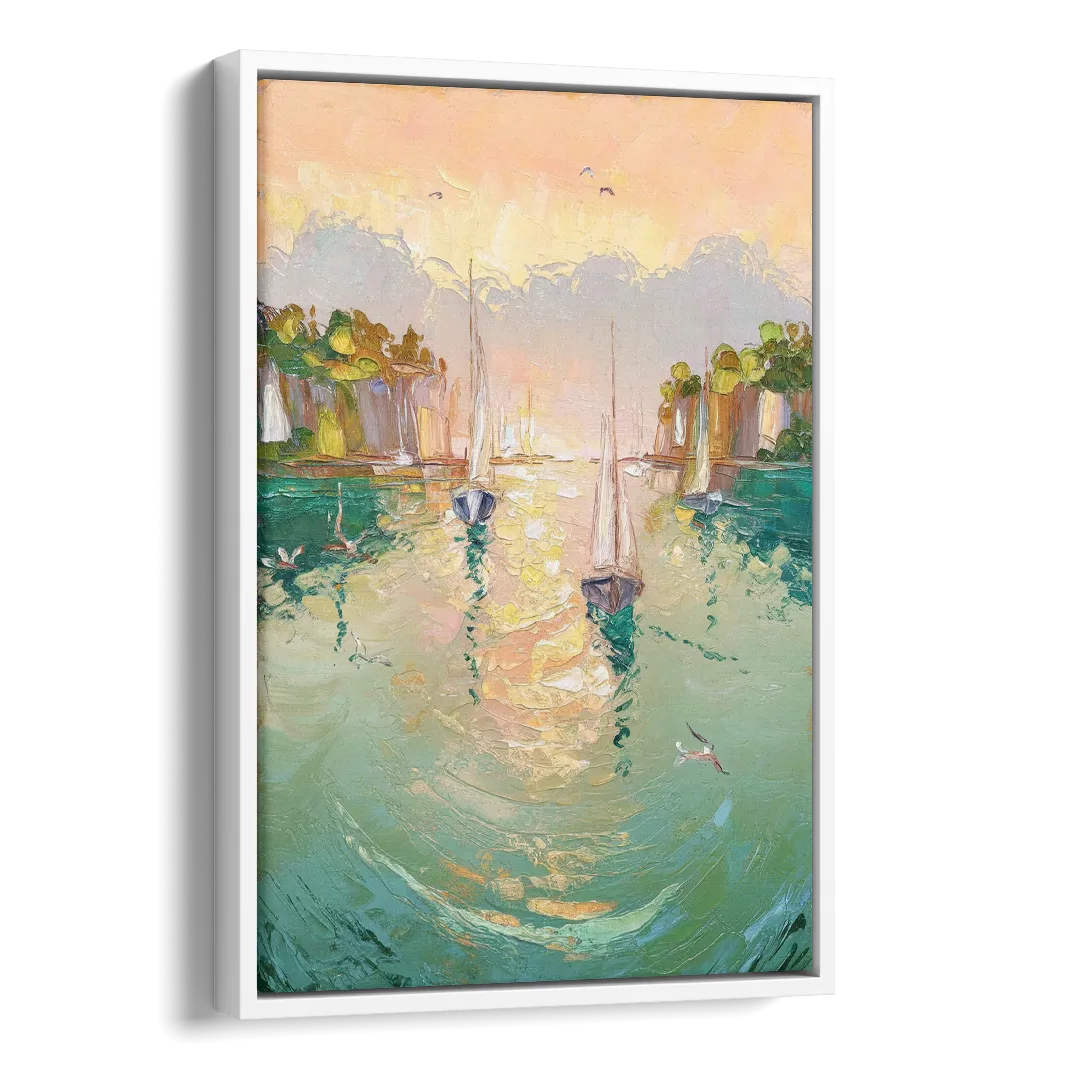 Dunedin Harbor View Side - White Canvas Wall Art