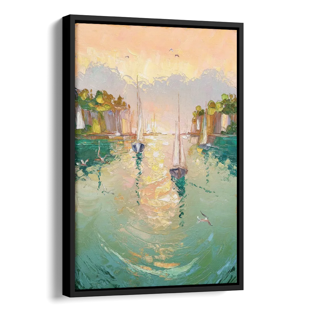 Dunedin Harbor View Side - Black Canvas Wall Art